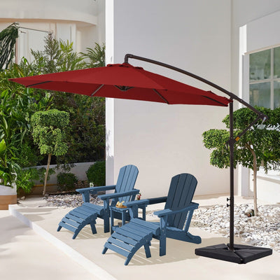 10 ft Steel Crank-lift Cantilever Umbrella With Weighted Base