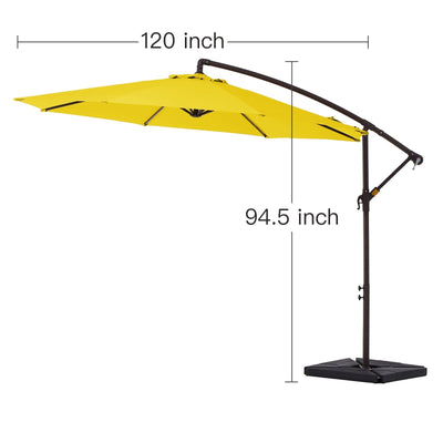 10 ft Steel Crank-lift Cantilever Umbrella With Weighted Base