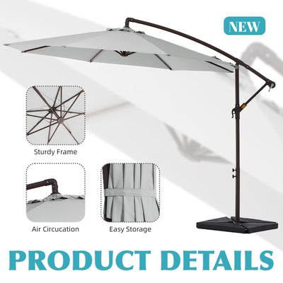 10 ft Steel Crank-lift Cantilever Umbrella With Weighted Base