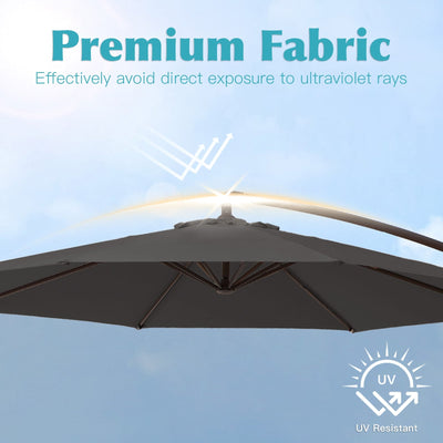 10 ft Steel Crank-lift Cantilever Umbrella With Weighted Base