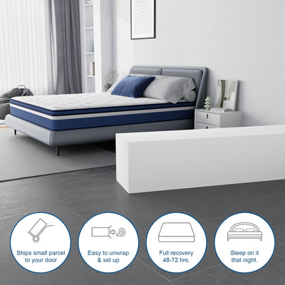 SweDrea 10in. Innerspring Hybrid Pressure Relief and Cooling Plush Mattress with CertiPUR-US, SGS and OEKO-TEX Certified