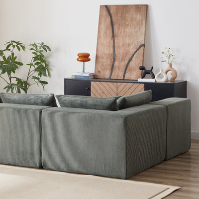 104-Inch Corduroy Modular L Shaped Sectional Sofa,Floor Couch Set,Foam-Filled Compressed Sofa,4 PC Free Combination