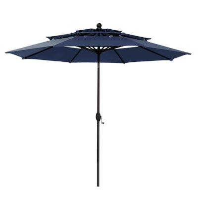 MAISON ARTS 10ft 3 Tier Auto-tilt Patio Umbrella Outdoor Double Vented Umbrella with LED Lights