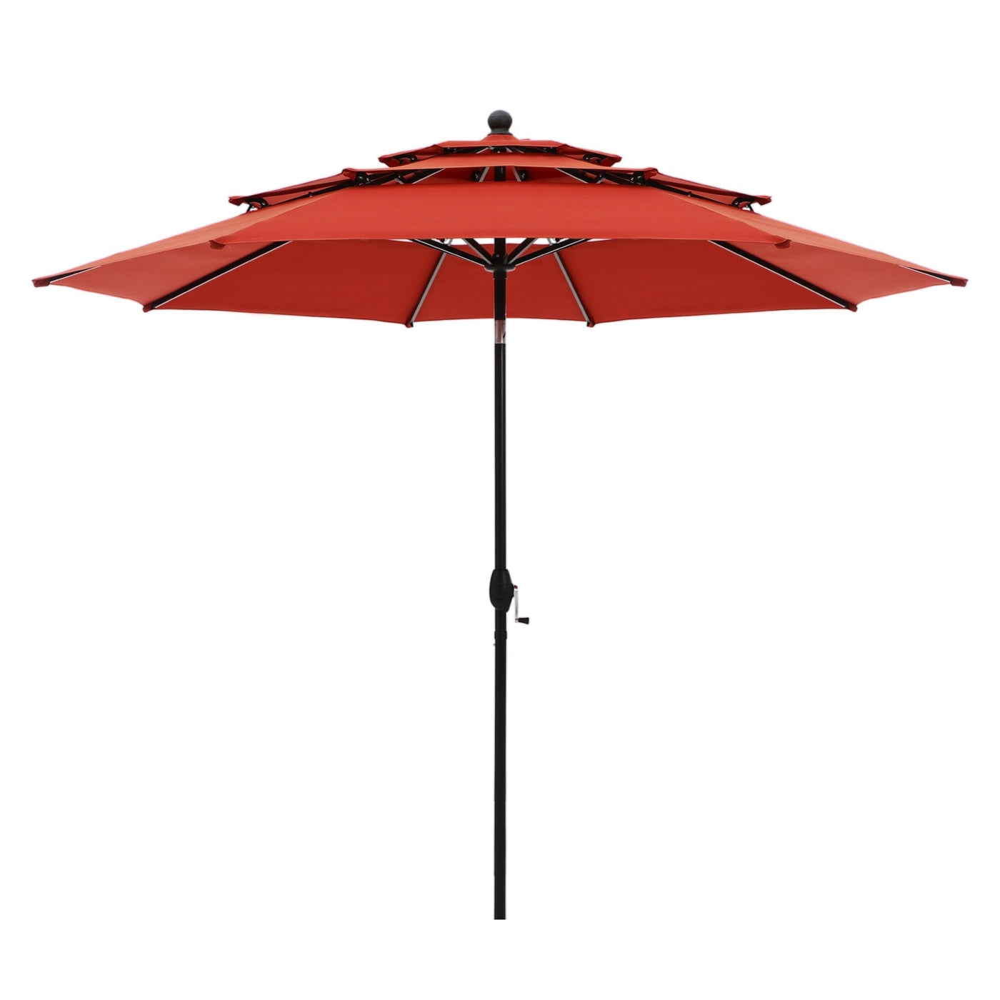 MAISON ARTS 10ft 3 Tier Auto-tilt Patio Umbrella Outdoor Double Vented Umbrella with LED Lights