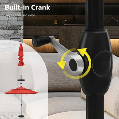 MAISON ARTS 10ft 3 Tier Auto-tilt Patio Umbrella Outdoor Double Vented Umbrella with LED Lights