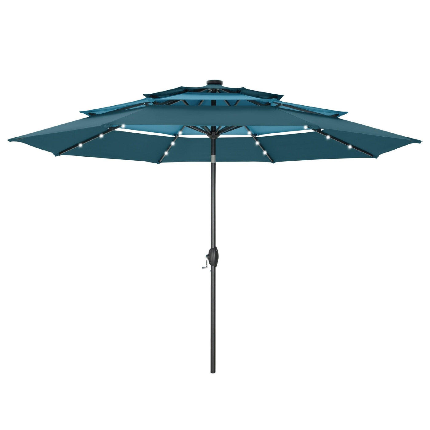 MAISON ARTS 10ft 3 Tier Auto-tilt Patio Umbrella Outdoor Double Vented Umbrella with LED Lights
