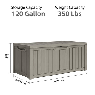 120-260 Gallons Large Resin Water Resistant Lockable Deck Box