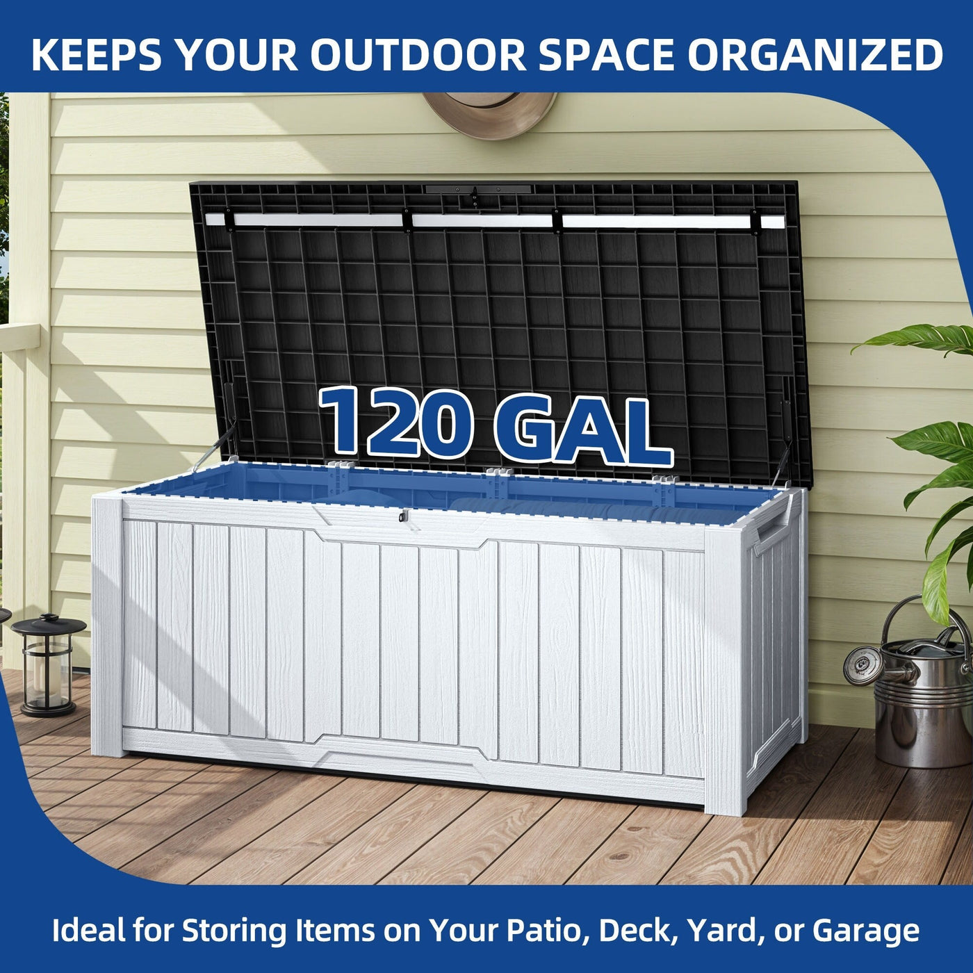 120-260 Gallons Large Resin Water Resistant Lockable Deck Box