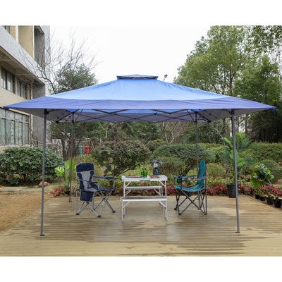 13' x 13' Outdoor Canopy Patio Gazebo Reinforced garden Pop-up Canopy Tentwith Elegant Corner Curtain - 13x13ft