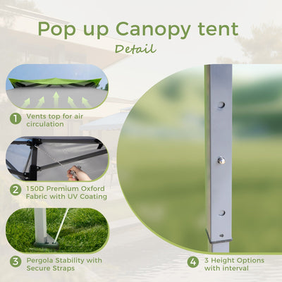 13' x 13' Outdoor Canopy Patio Gazebo Reinforced garden Pop-up Canopy Tentwith Elegant Corner Curtain - 13x13ft