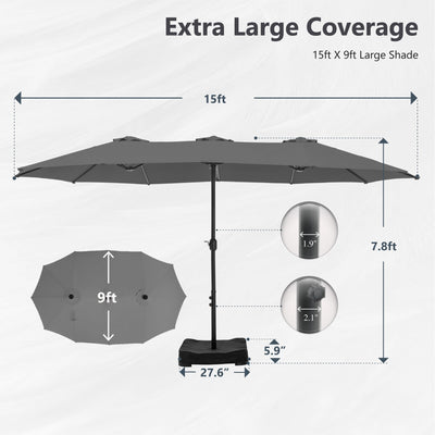MAISON ARTS 15ft Double-Sided Patio Extra Large Twin Umbrella with Base Included