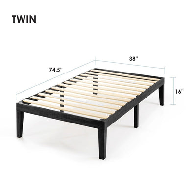 16 Inch Classic Solid Wood Platform Bed Frame in Multiple Finishes