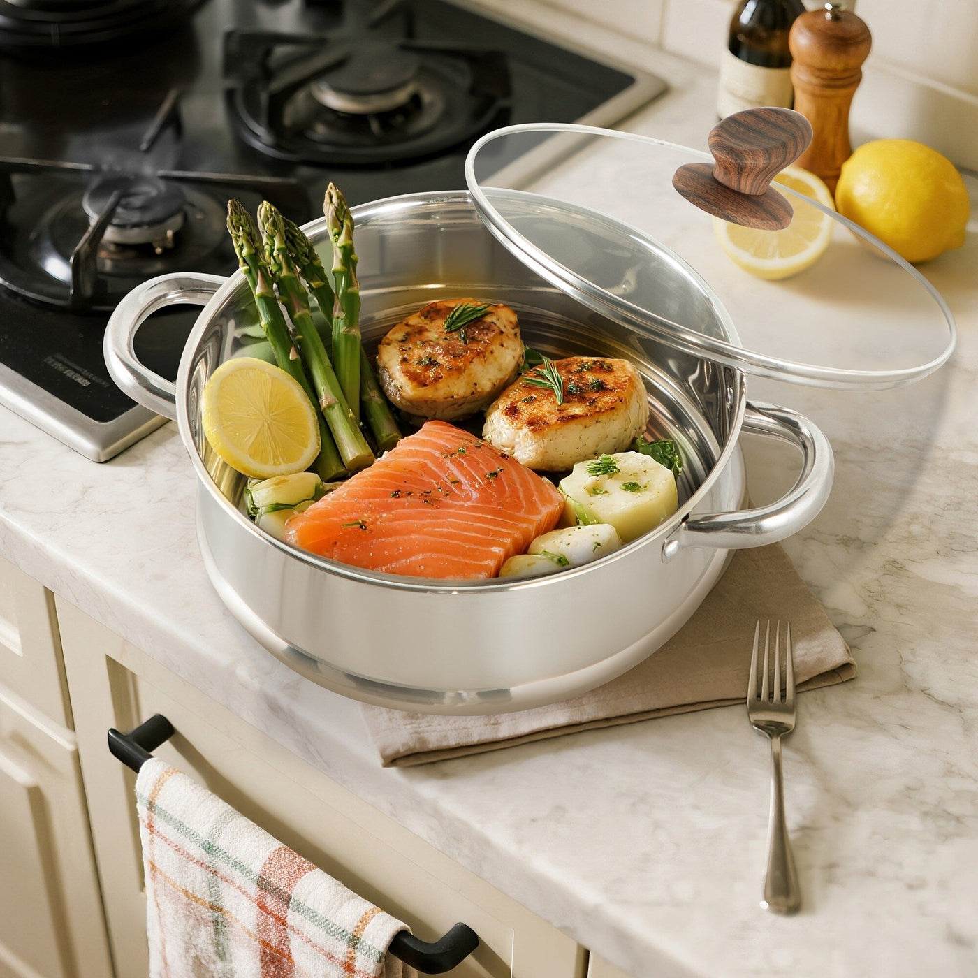 17-Piece Kitchen Granite Cookware Set, Non-stick Cooking Pots and Pans Set