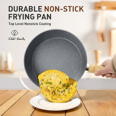 17-Piece Kitchen Granite Cookware Set, Non-stick Cooking Pots and Pans Set