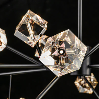 18-Light Modern Glam Luxury Sputnik Linear Cluster Crystal Chandelier for Dining Room/Living Room