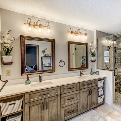 2/3 Light Bathroom Vanity Light Wall Sconce with Glass Shade