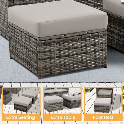 2-PC Patio Wicker Ottomans--Clearance