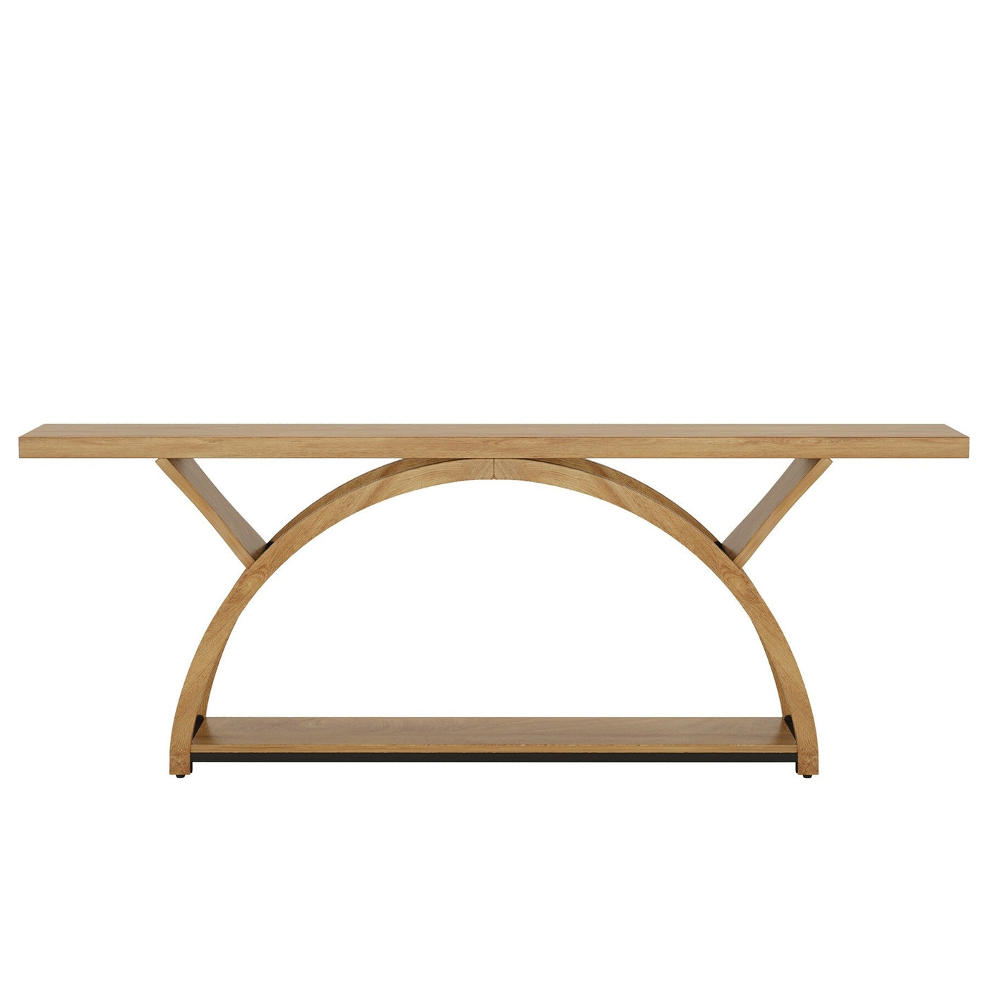 2-Tier Narrow Long Console Sofa Table with Semi-Circular Frame for Entryway,Gray Hallway Accent Tables