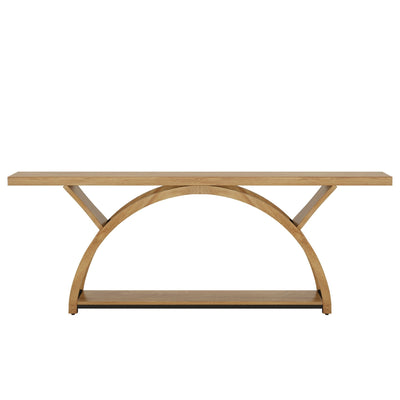 2-Tier Narrow Long Console Sofa Table with Semi-Circular Frame for Entryway,Gray Hallway Accent Tables