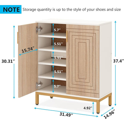 20 Pairs Modern Shoe Storage Cabinet with Doors, 6-Tier Freestanding Entryway Shoe Organizer Rack