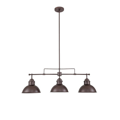 3-Light Industrial Farmhouse Dome Pendant Metal Linear Kitchen Island Pendant Light Oil Rubbed Bronze Finish