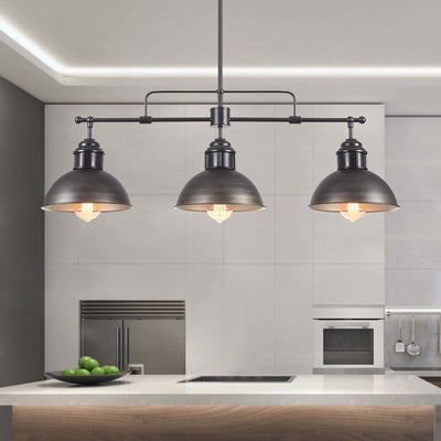 3-Light Industrial Farmhouse Dome Pendant Metal Linear Kitchen Island Pendant Light Oil Rubbed Bronze Finish