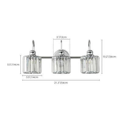 3/4-Light Modern Glam Linear Dimmable Crystal Bathroom Vanity Lights Over Mirror