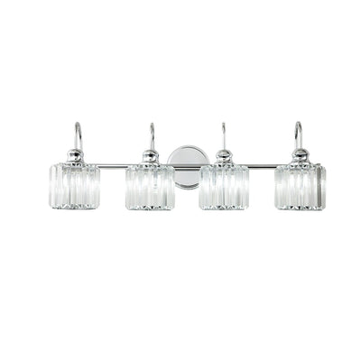 3/4-Light Modern Glam Linear Dimmable Crystal Bathroom Vanity Lights Over Mirror