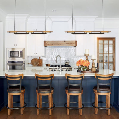 3/5-Light Integrated LED Linear Wood Chandelier Kitchen Island Pendant Light