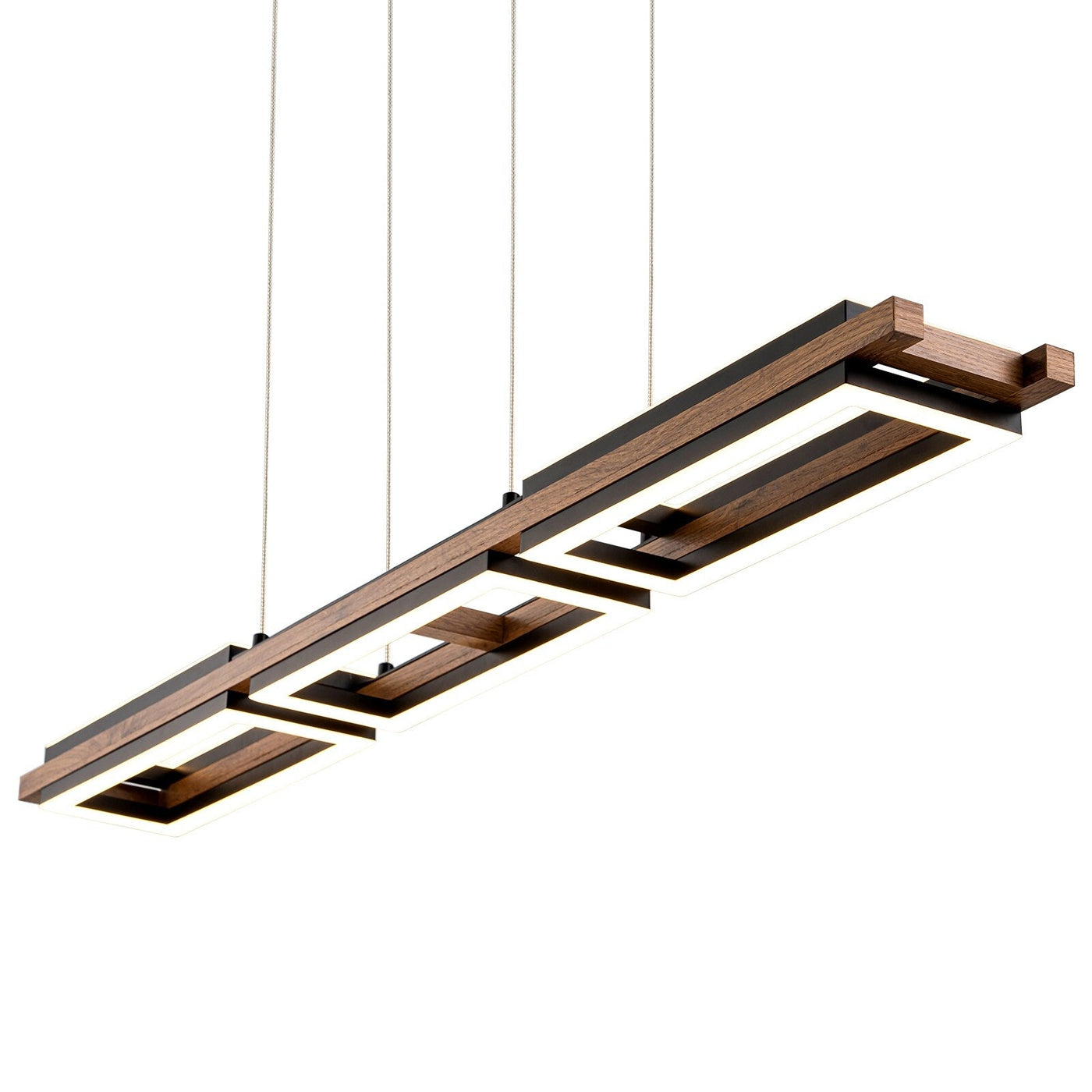 3/5-Light Integrated LED Linear Wood Chandelier Kitchen Island Pendant Light