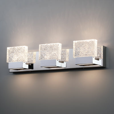 C Cattleya Stainless Steel 3000K Integrated LED Vanity Light with Art Glass Shades - Chrome