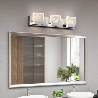 C Cattleya Stainless Steel 3000K Integrated LED Vanity Light with Art Glass Shades - Chrome