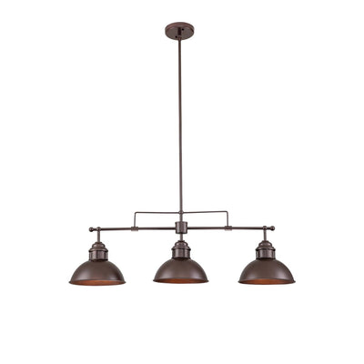 3-Light Industrial Farmhouse Dome Pendant Metal Linear Kitchen Island Pendant Light Oil Rubbed Bronze Finish