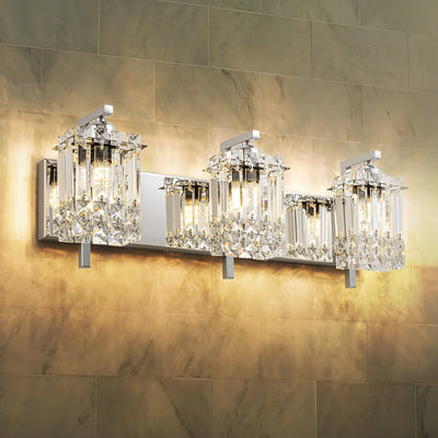 3-Light Modern Glam Bathroom Vanity Lights Crystal Wall Sconce Light for Mirror