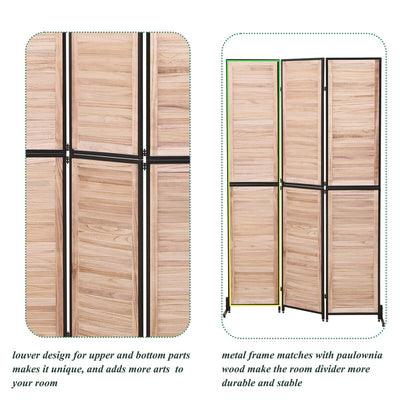3 Panel Room Dividers and Folding Privacy Screen Natural Wooden Room Partitions 6ft Wall Divider for Room Separation
