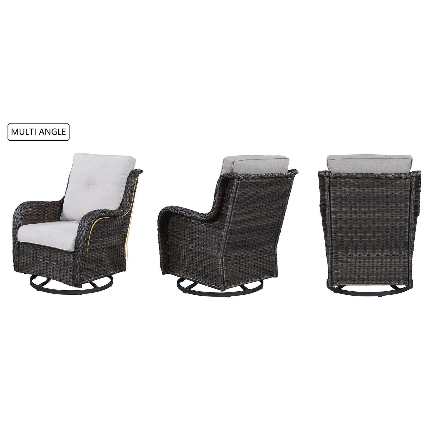 Gymojoy 3 Piece Outdoor Wicker Swivel Rocker with Cushion & Table
