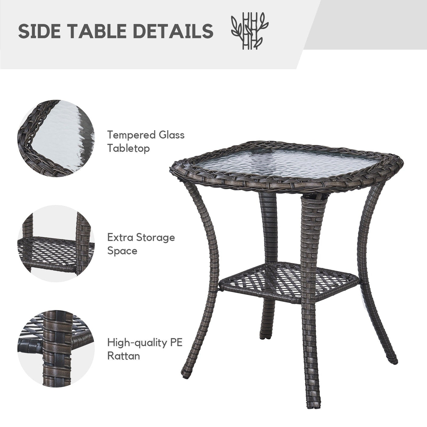 Gymojoy 3 Piece Outdoor Wicker Swivel Rocker with Cushion & Table