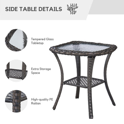 Gymojoy 3 Piece Outdoor Wicker Swivel Rocker with Cushion & Table