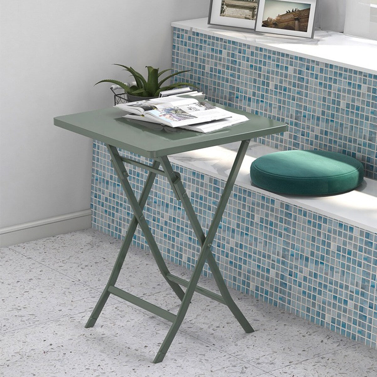 3 Piece Patio Minimalist Bistro Set Foldable Square Table & Chairs - 3-Piece