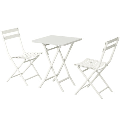3 Piece Patio Minimalist Bistro Set Foldable Square Table & Chairs - 3-Piece