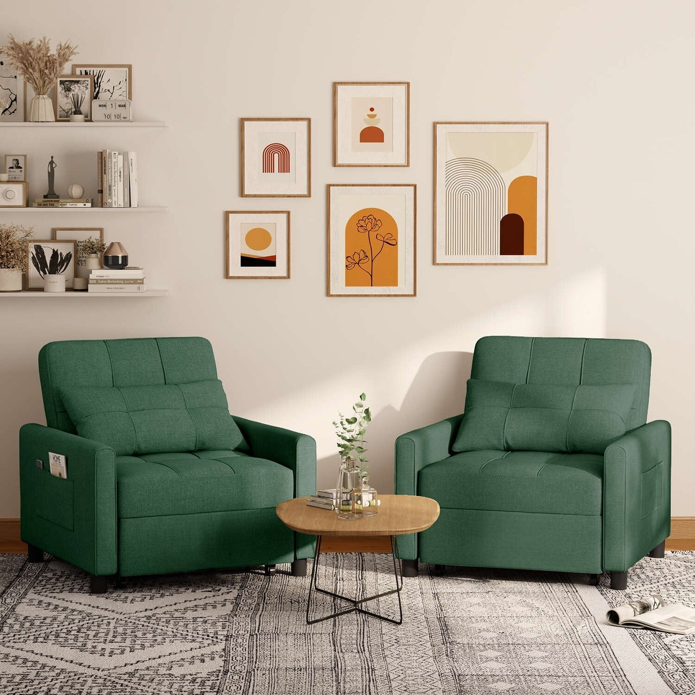 3-in-1 Adjustable Sleeper Sofa Bed, Pull Out Chair Sofa, Convertible Folding Bed for Living Room