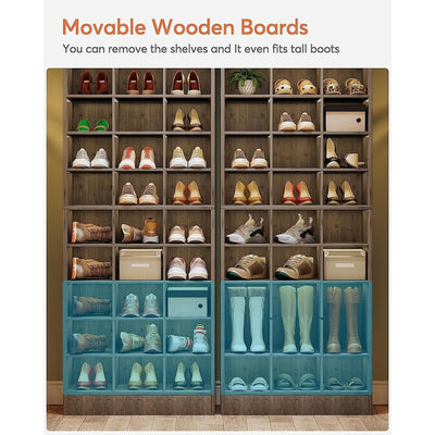 30 Pairs Tall Shoe Cabinet, 10 Tiers White Wooden Shoe Storage Rack for Closet, Entryway - 10-tier