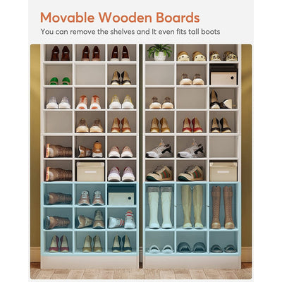 30 Pairs Tall Shoe Cabinet, 10 Tiers White Wooden Shoe Storage Rack for Closet, Entryway - 10-tier