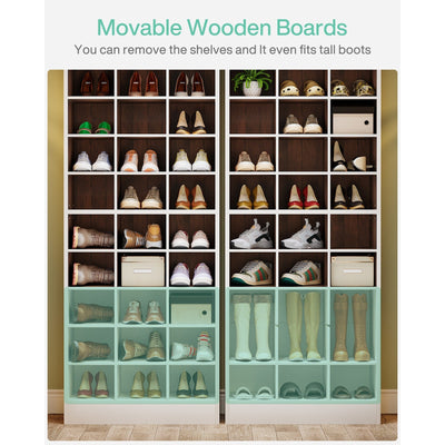 30 Pairs Tall Shoe Cabinet, 10 Tiers White Wooden Shoe Storage Rack for Closet, Entryway - 10-tier