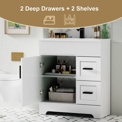 Wavy Line 30/36/48 Bathroom Vanity Set with Sink & Faucet