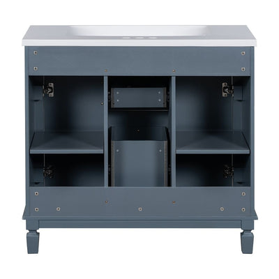 36'' Modern Bathroom Vanity with Top Sink and Mirror Cabinet,2 Doors and 2 Drawers