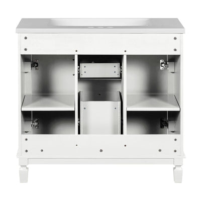 36'' Modern Bathroom Vanity with Top Sink and Mirror Cabinet,2 Doors and 2 Drawers