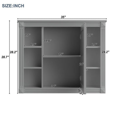 36'' Modern Bathroom Vanity with Top Sink and Mirror Cabinet,2 Doors and 2 Drawers