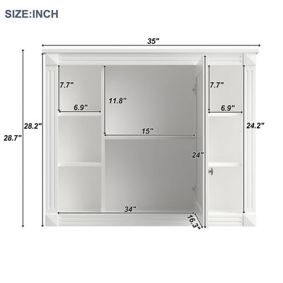 36'' Modern Bathroom Vanity with Top Sink and Mirror Cabinet,2 Doors and 2 Drawers