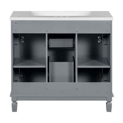 36'' Modern Bathroom Vanity with Top Sink and Mirror Cabinet,2 Doors and 2 Drawers